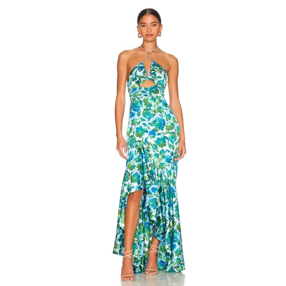 AMUR Edie High Low Tie Neck Gown Size 8
